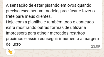 Depoimento de aluno sobre margem de lucro