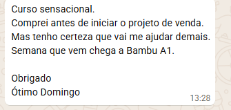 Depoimento de aluno sobre curso sensacional