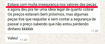 Depoimento de aluno sobre segurança nos preços