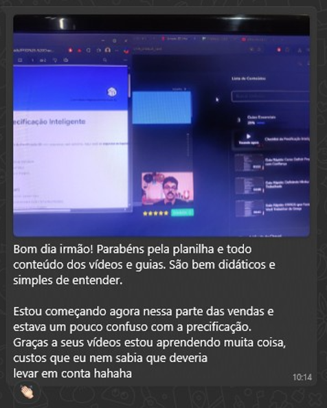 Depoimento de aluno sobre conteúdo didático