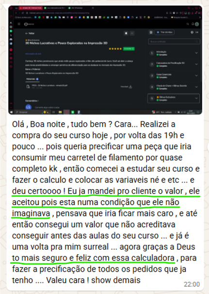 Depoimento de aluno sobre resultado surreal