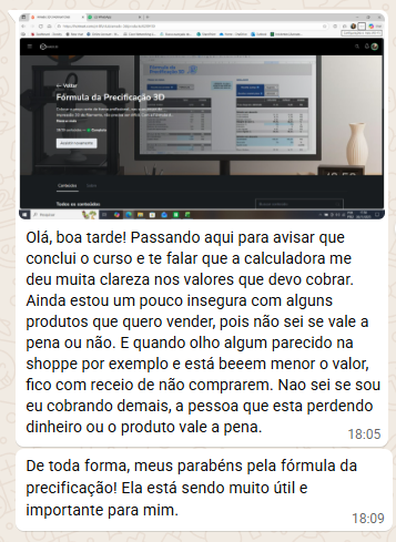 Depoimento de aluna sobre clareza nos valores