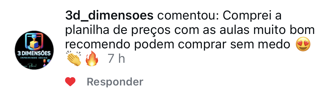 Depoimento de aluno via Instagram recomendando