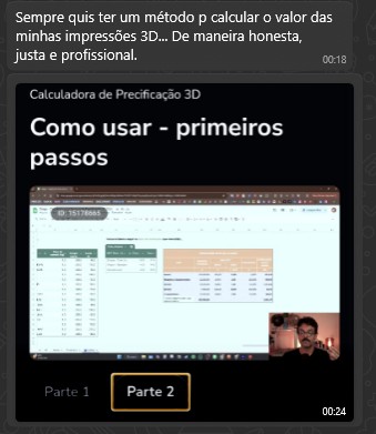 Depoimento de aluno sobre método justo de precificar