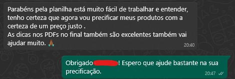 Depoimento de aluno sobre planilha fácil de usar